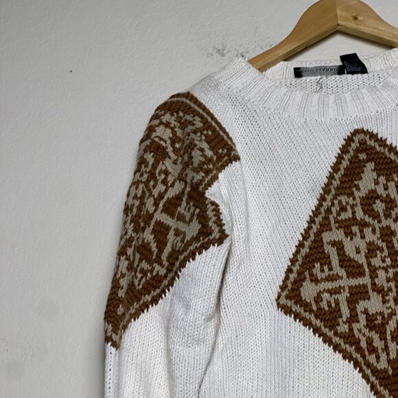 VTG Paul Harris Ramie Sweater Men M 90s White Abstract Argyle Design Classic - Picture 6 of 16